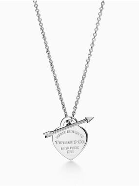 Tiffany & Co. Sterling Silver Heart Tag Arrow Toggle Necklace - Silver
